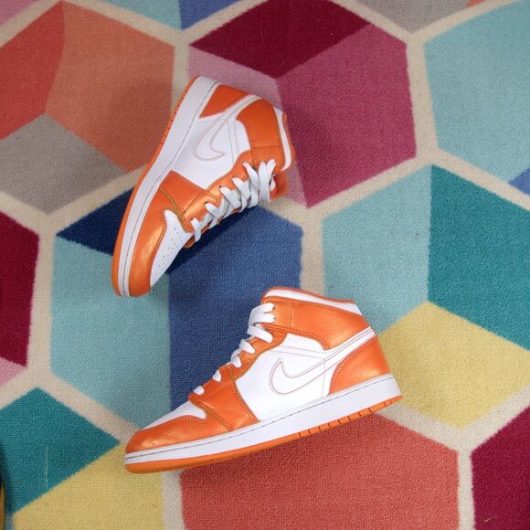 Nike Air Jordan 1 Mid Top Metallic Orange DM4228-800 Sneakers Youth Size 7 - Picture 7 of 8